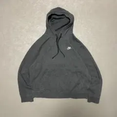 NIKE 2010s ワンポイントロゴ刺繍プルオーバーパーカーチャコールグレー