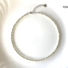 シルバー　ビーズネックレス【アジャスタータイプ】