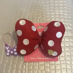 ディズニー　ヘアゴム　ヘアポニー　ミニーちゃん　リボン　赤　大　おまけ付き