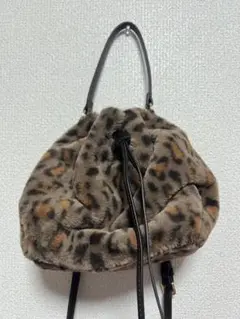 美品❕NATURAL BEAUTY BASIC レオパードファー 2WAYバッグ