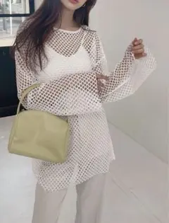 【週末値下げ】GRL メッシュ ロング トップス 白 網