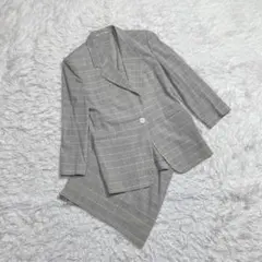 アクアスキュータム　スカート　スーツ　セットアップ　チェック　グレー　M 9