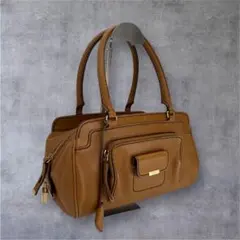 美品 トッズ ミニボストンバッグ キャメル ステッチレザー 南京錠