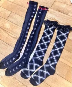 Avail オーバーニー ハイソックス 2足セット 地雷系 量産型 靴下