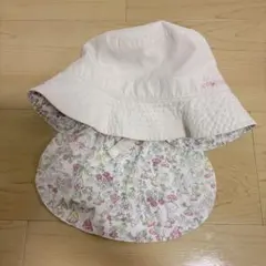 KP DECO 54 帽子　ハット　女の子　タレ付き　リボン　花柄　白　保育園のサムネイル