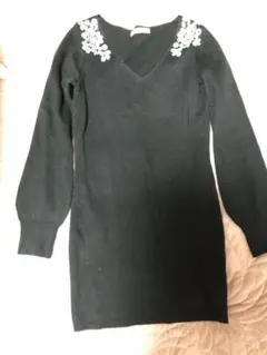 Delyle Noir 黒 ニットワンピース Vネック