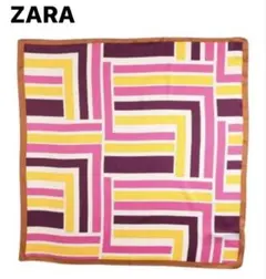 【未使用品】ZARA 幾何学模様 スカーフ　大判サイズ約70×70㎝のサムネイル