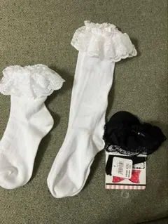 レース付き　フォーマル　靴下　3足 白　黒