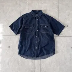 OLD UNIQLO濃紺 デニム 半袖シャツ 紺タグ オールドユニクロ - メルカリ
