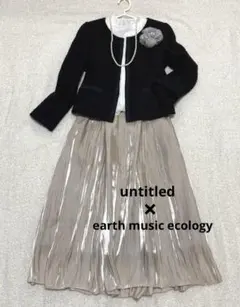 ママスーツ☆セレモニー　セットアップ　ツイード　アンタイトル　ネイビー　入学卒業