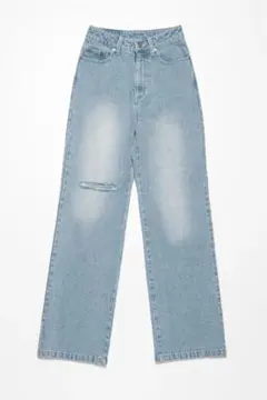 デニム　ジーンズ　ストレート　ダメージ