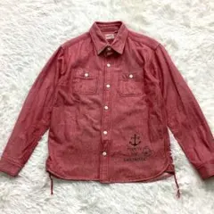 ヒューストン ポパイ 長袖 シャツ メンズ 秋冬 ダブルポケット