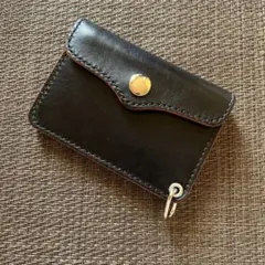 牛革コンパクトトラッカーウォレット レザーブラック カウハイド ミニ