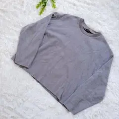 ザラ Uネック ニット グレー 長袖 Uネック L