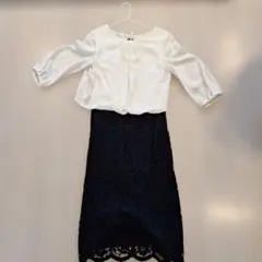 ☆*☆様 ホワイトブラウスとネイビーレーススカートのワンピース