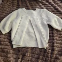 ホワイトリブ編みセーター 半袖 取り外し袖