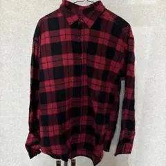 赤と黒のチェック柄 Lサイズ 長袖ネルシャツ