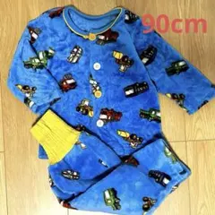 車柄 フリース パジャマ90cm 青
