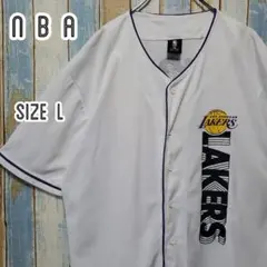 H1601☆ＮＢＡレイカーズ☆ベースボールシャツ☆チームロゴプリント☆Ｌ相当のサムネイル