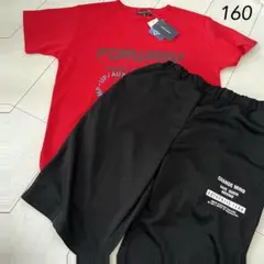 新品　レッドTシャツとブラックショートパンツセット 160