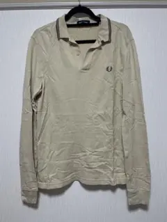FRED PERRY ベージュ 長袖ポロシャツ M