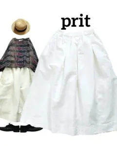 prit✨製品洗い コットンリネン タック フレアスカートのサムネイル