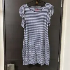 next ネイビーとホワイトストライプ ミニワンピース 半袖