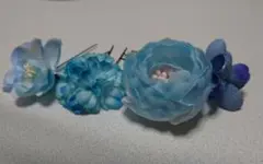 ☆新品☆青系 花飾り かんざし・髪飾り