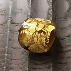 とんぼ玉　帯留め　三分紐用(手作りガラス)銀箔散らしイエローゴールド　茶色ベース