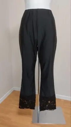 ブラックレース付きパンツ　社交ダンス　レッスンパンツ
