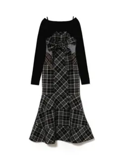 Juni check dress Black Sサイズ
