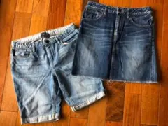 デニムスカート　デニムショートパンツ　キッズ　160 スピックアンドスパン