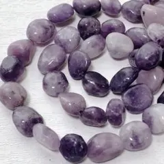 bi342/SALE！天然石◇パープルレピドライト　タンブル　1連