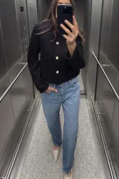 極美品★ZARA クルーネックショートジャケット M