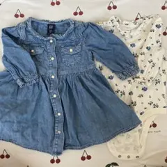 GAP デニムワンピース 花柄インナー付き 70 6〜12ヶ月