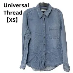 デニムブルー 長袖　シャツ 【XS】　　カジュアル　アメカジ　襟付き　着回し