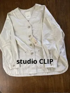 STUDIO CLIP ノーカラージャケット ホワイト