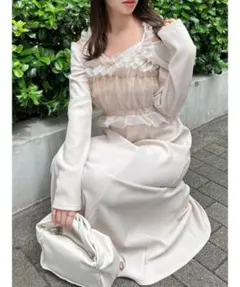 dazzlin チュールギャザービスチェカットワンピース