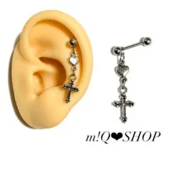 軟骨ピアス ミニハート クール クロス