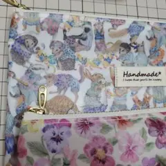 リバティビニコポーチ2点まとめて✨ハラバルー&シンクオブミーお揃いスレンダー金具