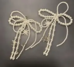 パールチャーム リボン 2個セット