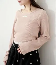 Kastane ニットタグロンTEE ピンク