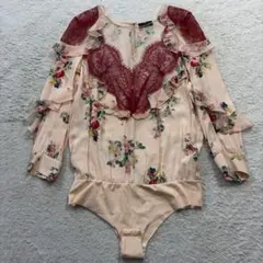 ELISABETTA FRANCHI ボディースーツ　レースフリル　ストレッチのサムネイル