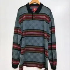 Russell Simmons 長袖ポロシャツ 3XL 総柄 レトロ US古着