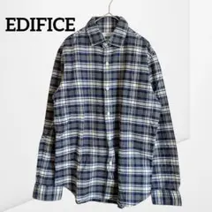 【エディフィス】チェック柄 コットンシャツ 大人カジュアル 上品 羽織り（46）