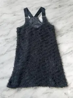 シャギー キャミソールワンピース 黒 Lサイズ
