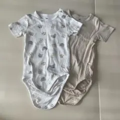 H&M 【80cm】ラップボディスーツ　ロンパース　2枚セット　アニマル　動物のサムネイル