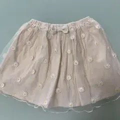 mamaraku デイジー刺繍 ベージュ チュールスカートパンツ　110サイズ