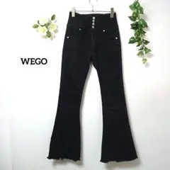 【美脚】WEGO ハイウエスト ストレッチ フレアデニムパンツ ブラック Sのサムネイル