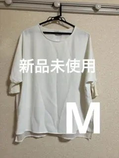 しまむら　　ハレイロ　トップス　　ブラウス　ホワイト　M 七分袖